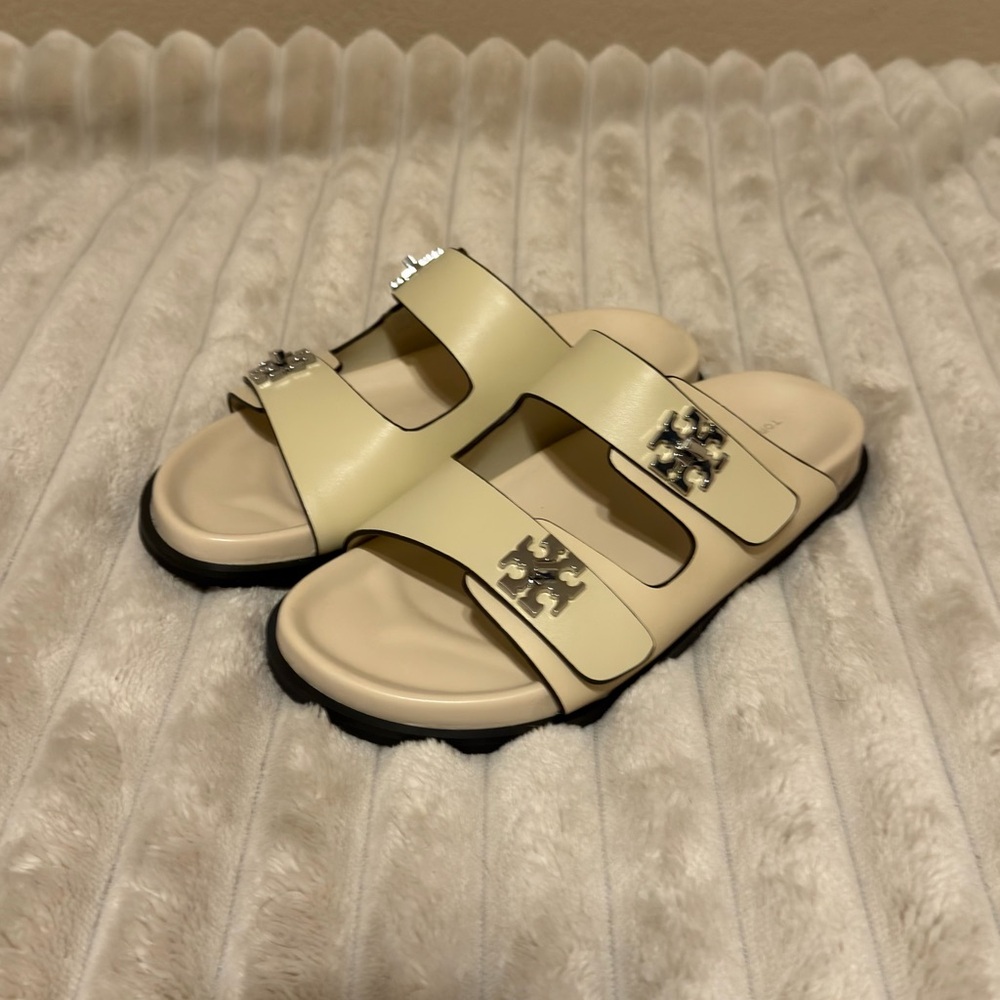 Tory Burch Turnlock Sport Slide Ash Cloud Women’s Size 7.5